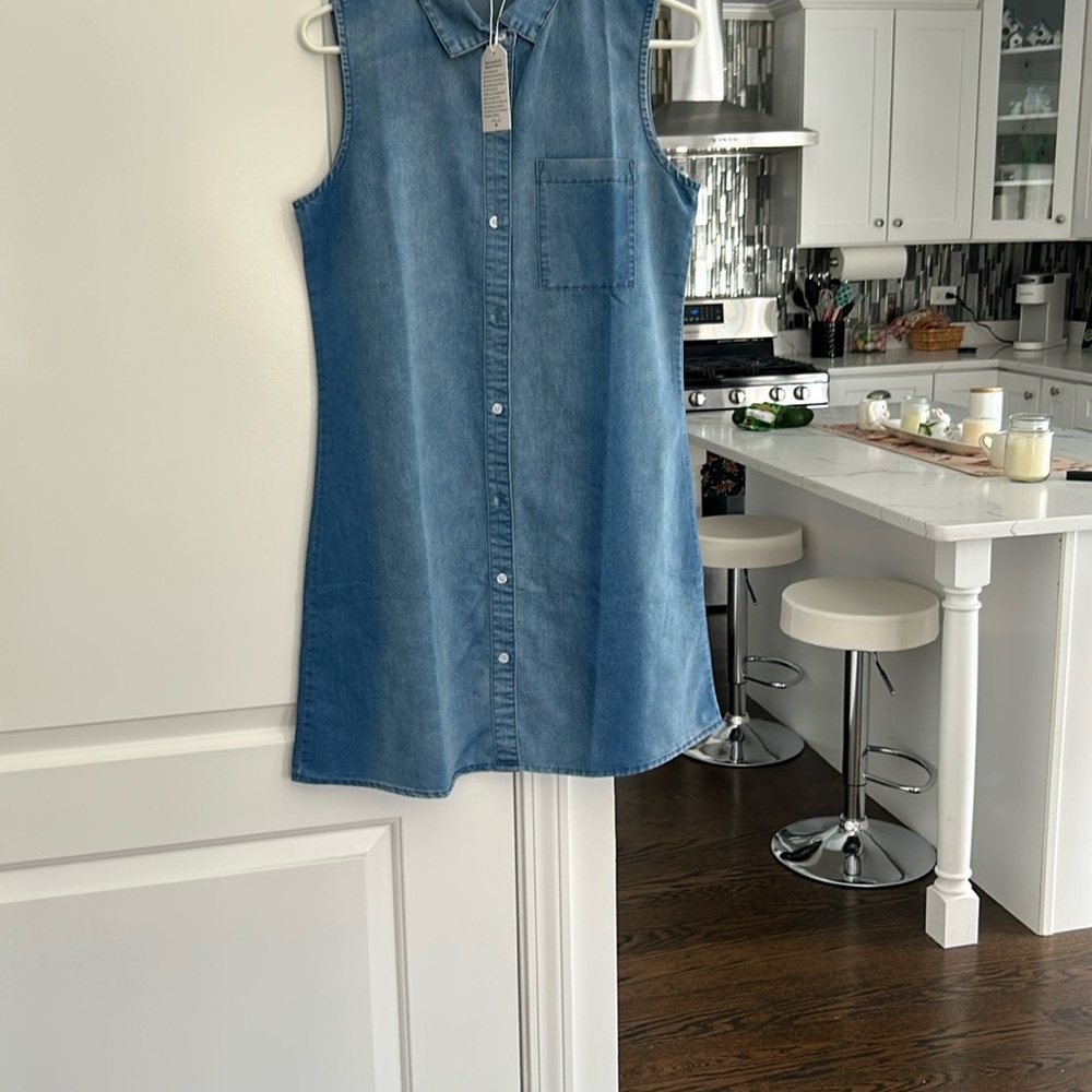 Sleeveless Denim Shirt Dress